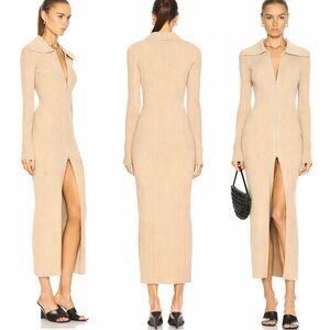 Nanushka ribbed-knit cotton zip-up dress